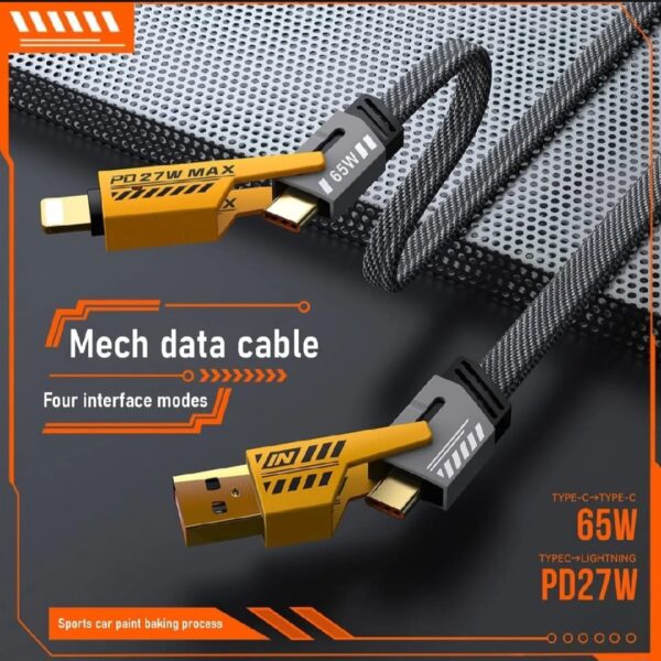 Mech 65W Fast Charging Data Cable (4-in-1 Multi Interface | PD27W | Type-C & Lightning Support)